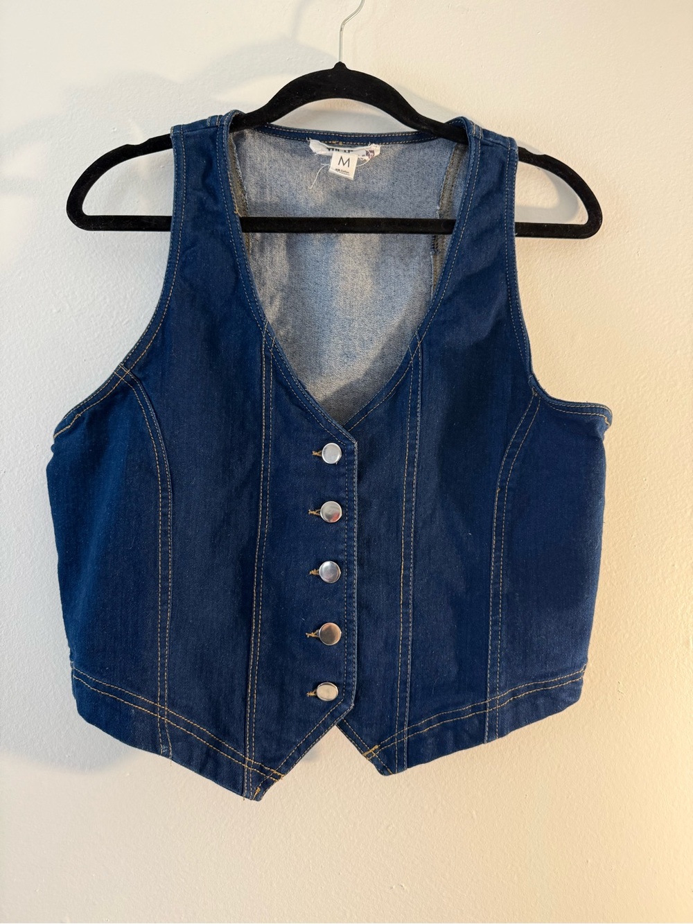 Denim Vest - Dark Blue Button-Front